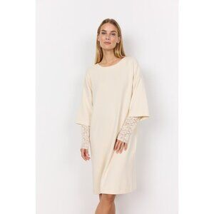 Soya Concept Cream Dress with Lace Sleeves